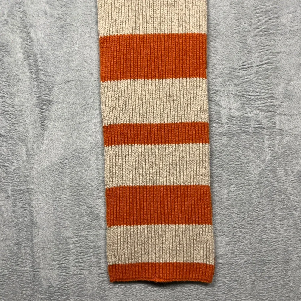 Vintage Y2K Gap Scarf Orange Oatmeal Striped 100% Lambswool Ribbed Knit Winter
